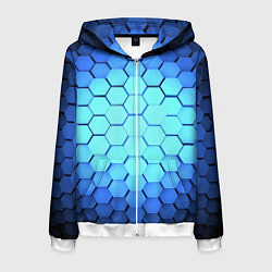 Мужская толстовка на молнии Голубые соты шейповая абстракция