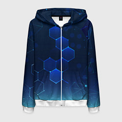 Толстовка 3D на молнии мужская Абстрактная сетка, цвет: 3D-белый