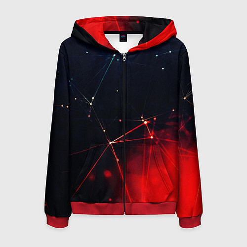 Мужская толстовка на молнии Midjourney Нейронный космос / 3D-Красный – фото 1