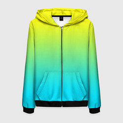 Толстовка 3D на молнии мужская Светло-голубой градиент, цвет: 3D-черный