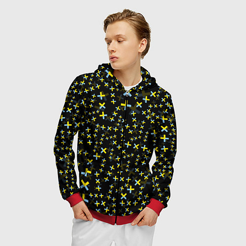 Мужская толстовка на молнии TXT pattern logo / 3D-Красный – фото 3