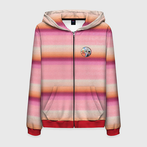 Мужская толстовка на молнии Энид Синклер с Уэнсдей Аддамс - текстура свитера / 3D-Красный – фото 1