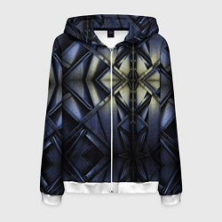 Толстовка 3D на молнии мужская Металлический калейдоскоп, цвет: 3D-белый