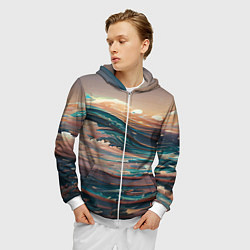 Толстовка 3D на молнии мужская Необъятный океан, цвет: 3D-белый — фото 2