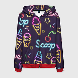 Мужская толстовка на молнии Неоновые надписи sweet scoop