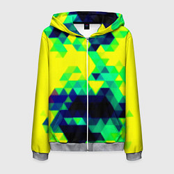 Толстовка 3D на молнии мужская Yellow green texture, цвет: 3D-меланж