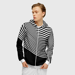 Толстовка 3D на молнии мужская Trendy raster pattern, цвет: 3D-белый — фото 2