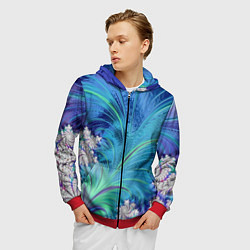 Толстовка 3D на молнии мужская Авангардная фрактальная композиция, цвет: 3D-красный — фото 2