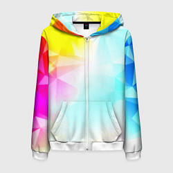 Толстовка 3D на молнии мужская Gradient colors geometry, цвет: 3D-белый