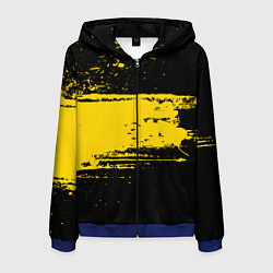 Толстовка 3D на молнии мужская Желтое граффити, цвет: 3D-синий