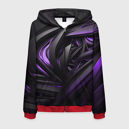 Мужская толстовка на молнии Черно-фиолетовые объекты / 3D-Красный – фото 1