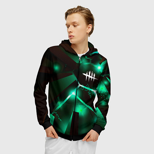 Мужская толстовка на молнии Dead by Daylight разлом плит / 3D-Черный – фото 3