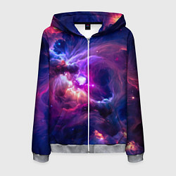 Мужская толстовка на молнии Небула в космосе в фиолетовых тонах - нейронная се