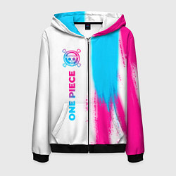 Толстовка 3D на молнии мужская One Piece neon gradient style: по-вертикали, цвет: 3D-черный