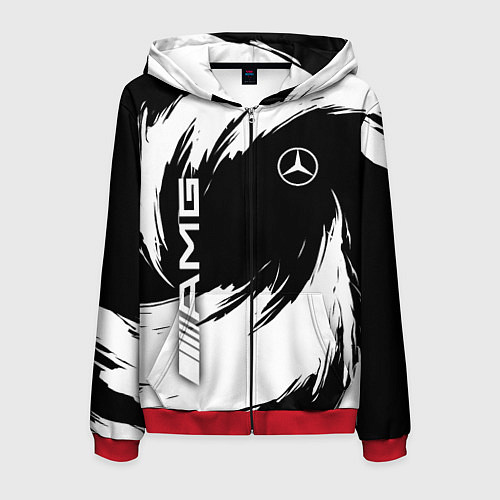 Мужская толстовка на молнии Mercedes benz - white color / 3D-Красный – фото 1