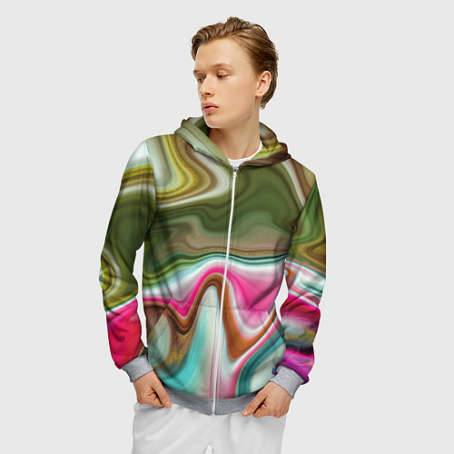 Мужская толстовка на молнии Color waves / 3D-Меланж – фото 3