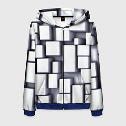 Толстовка 3D на молнии мужская Объемные белые плиты, цвет: 3D-синий