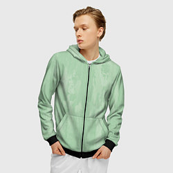 Толстовка 3D на молнии мужская Текстура светло-зеленый, цвет: 3D-черный — фото 2