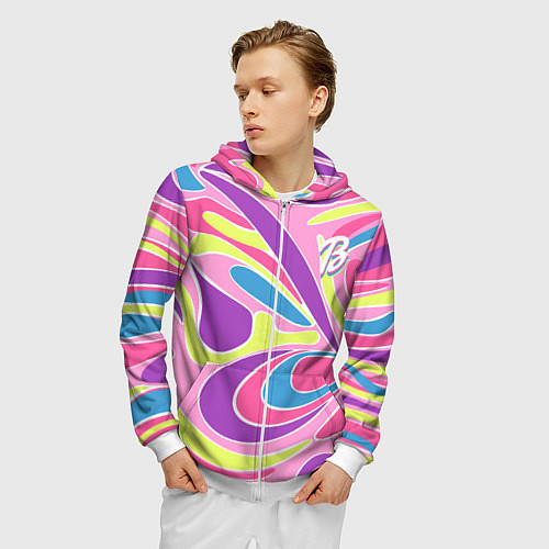 Мужская толстовка на молнии Barbie Totally Hair - ретро костюм / 3D-Белый – фото 3