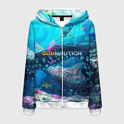 Толстовка 3D на молнии мужская Подводный мир сабнавтики, цвет: 3D-белый