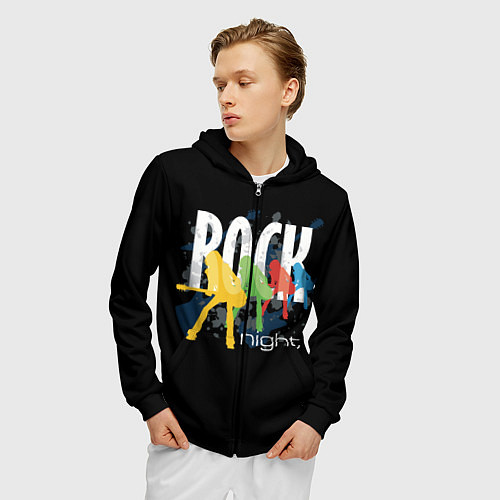 Мужская толстовка на молнии Rock Night / 3D-Черный – фото 3