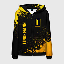 Толстовка 3D на молнии мужская Lindemann - gold gradient: надпись, символ, цвет: 3D-черный
