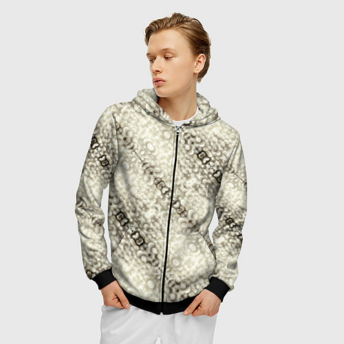 Мужская толстовка на молнии Жемчужная россыпь / 3D-Черный – фото 3