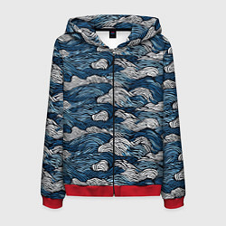 Мужская толстовка на молнии Морские волны паттерн