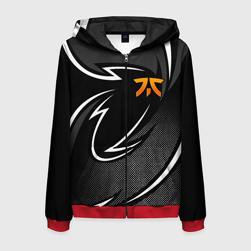 Мужская толстовка на молнии Fnatic - white line / 3D-Красный – фото 1