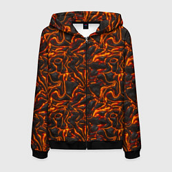 Толстовка 3D на молнии мужская Огненная лава, цвет: 3D-черный