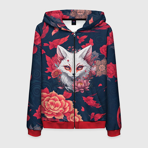 Мужская толстовка на молнии Братец лис / 3D-Красный – фото 1