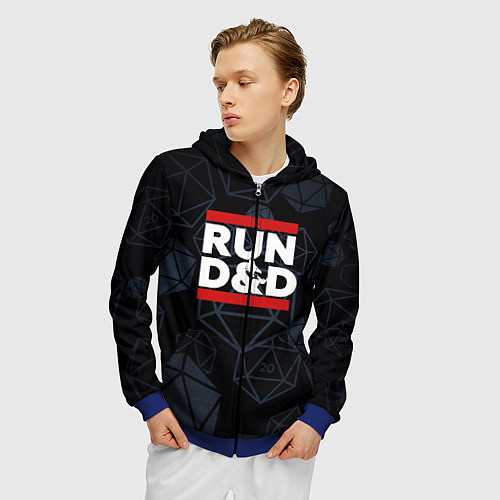 Мужская толстовка на молнии Подземелья и драконы dnd / 3D-Синий – фото 3