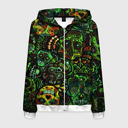 Толстовка 3D на молнии мужская Мексиканские призраки, цвет: 3D-белый