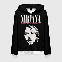 Толстовка 3D на молнии мужская Nirvana - Kurt Cobain, цвет: 3D-белый