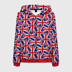 Толстовка 3D на молнии мужская Флаги Великобритании, цвет: 3D-красный