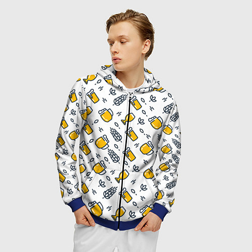 Мужская толстовка на молнии Пиво пенное / 3D-Синий – фото 3