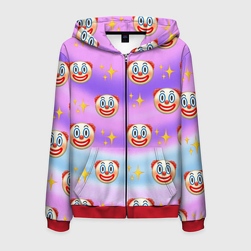 Мужская толстовка на молнии Узор с Клоунами / 3D-Красный – фото 1