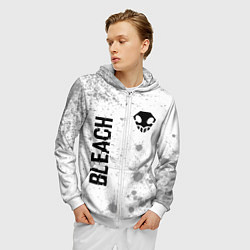 Толстовка 3D на молнии мужская Bleach glitch на светлом фоне: надпись, символ, цвет: 3D-белый — фото 2