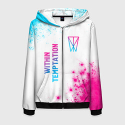 Мужская толстовка на молнии Within Temptation neon gradient style: надпись, си