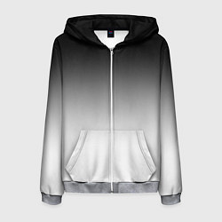 Толстовка 3D на молнии мужская Black and white gradient, цвет: 3D-меланж