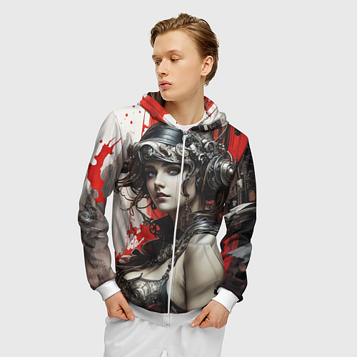 Мужская толстовка на молнии Охотница за беглецами / 3D-Белый – фото 3