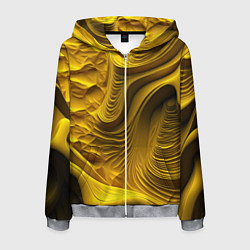 Толстовка 3D на молнии мужская Объемная желтая текстура, цвет: 3D-меланж