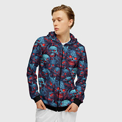 Толстовка 3D на молнии мужская Monster skulls pattern, цвет: 3D-черный — фото 2