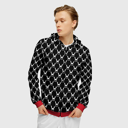 Мужская толстовка на молнии BAP white pattern / 3D-Красный – фото 3