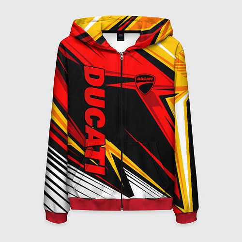 Мужская толстовка на молнии Ducati - red uniform / 3D-Красный – фото 1