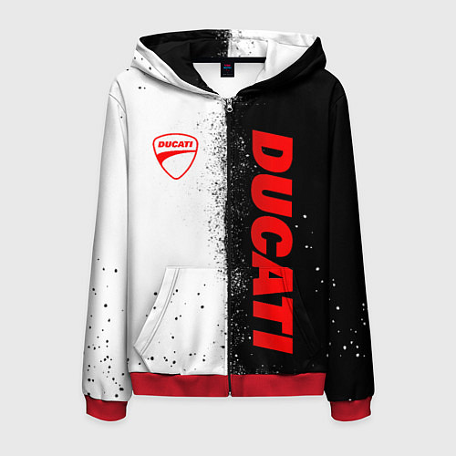 Мужская толстовка на молнии Ducati - двоичный / 3D-Красный – фото 1