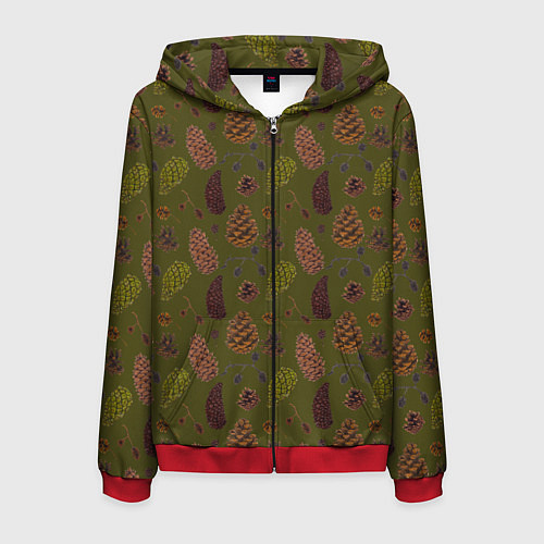 Мужская толстовка на молнии Шишки разные / 3D-Красный – фото 1