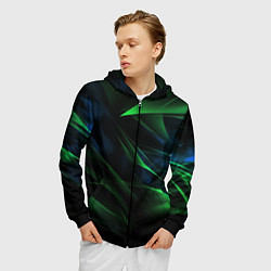 Толстовка 3D на молнии мужская Dark green background, цвет: 3D-черный — фото 2