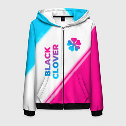 Толстовка 3D на молнии мужская Black Clover neon gradient style: надпись, символ, цвет: 3D-черный