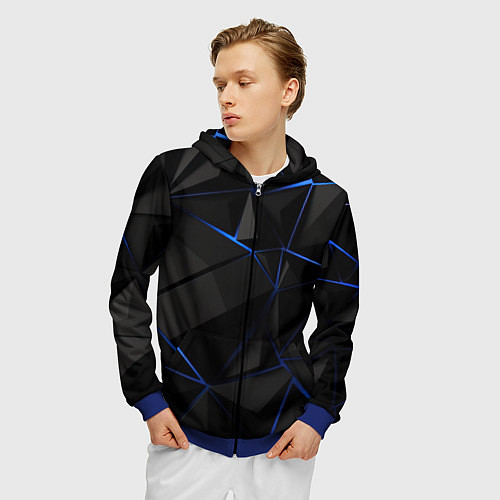 Мужская толстовка на молнии Black blue style / 3D-Синий – фото 3